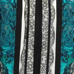 Pre Owned Roberto Cavalli Multicolor Silk Lace Trim Shirt M