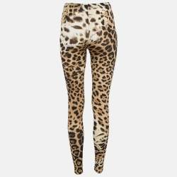 Pre Owned Roberto Cavalli Brown Leopard Print Jersey Legging S