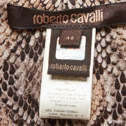 Pre Owned Roberto Cavalli Black Knit and Silk Tassels Detail Cardigan M