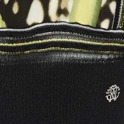 Pre Owned Roberto Cavalli Yellow Printed Silk One Shoulder Top M