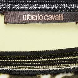 Pre Owned Roberto Cavalli Yellow Printed Silk One Shoulder Top M