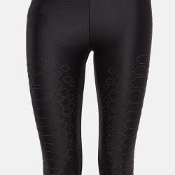 Pre Owned Roberto Cavalli Black Embellished Jersey Leggings S