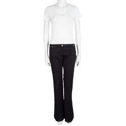 مملوكة مسبقًا Roberto Cavalli Black Denim Flared Bottom Jeans M