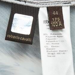 Pre Owned Roberto Cavalli Brown Fur Print Jersey Brooch Detail Maxi Dress M