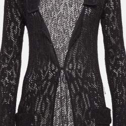 Pre Owned Roberto Cavalli Black Lurex Knit Sheer Long Cardigan S