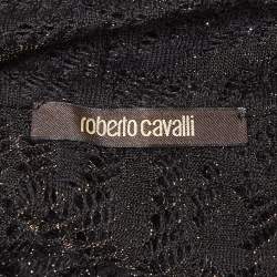 Pre Owned Roberto Cavalli Black Lurex Knit Sheer Long Cardigan S