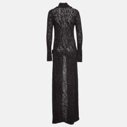 Pre Owned Roberto Cavalli Black Lurex Knit Sheer Long Cardigan S