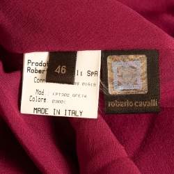 Pre Owned Roberto Cavalli Pink Multicolor Silk Maxi Skirt L