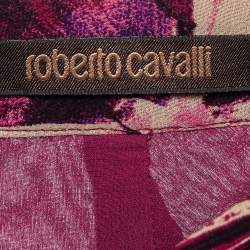 Pre Owned Roberto Cavalli Pink Multicolor Silk Maxi Skirt L