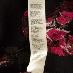 Pre Owned Roberto Cavalli Black Floral Pattern Knitted Lace Trim Mini Dress M