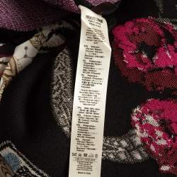 Pre Owned Roberto Cavalli Black Floral Pattern Knitted Lace Trim Mini Dress M