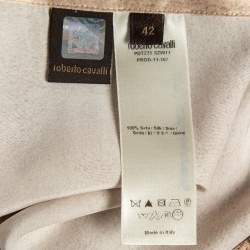 Pre Owned Roberto Cavalli Pink Printed Satin Silk Flared Pants M