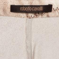 Pre Owned Roberto Cavalli Pink Printed Satin Silk Flared Pants M