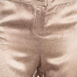 Pre Owned Roberto Cavalli Pink Printed Satin Silk Flared Pants M