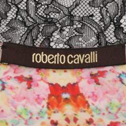 Pre Owned Roberto Cavalli Multicolor Silk and Lace Kaftan Top M