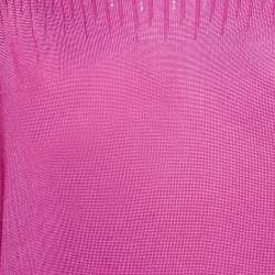 Pre Owned Roberto Cavalli Pink Pointelle Knit Dolman Sleeve Mini Dress M