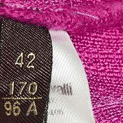 Pre Owned Roberto Cavalli Pink Pointelle Knit Dolman Sleeve Mini Dress M