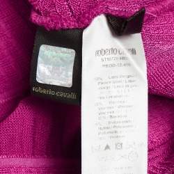 Pre Owned Roberto Cavalli Pink Pointelle Knit Dolman Sleeve Mini Dress M