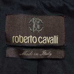 Pre Owned Roberto Cavalli Multicolor Printed Silk Ruffle Detail Jacket M