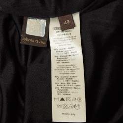 Pre Owned Roberto Cavalli Black Stretch Crepe Ruche Midi Dress S