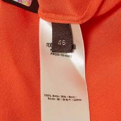 Pre Owned Roberto Cavalli Light Orange Silk Pleated Blouse L