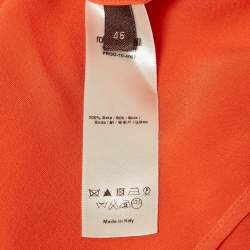 Pre Owned Roberto Cavalli Light Orange Silk Pleated Blouse L