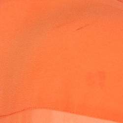 Pre Owned Roberto Cavalli Light Orange Silk Pleated Blouse L