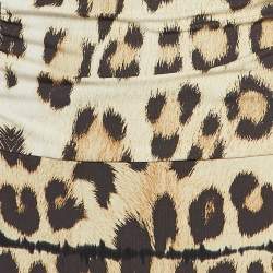 Pre Owned Roberto Cavalli Brown Leopard Print Jersey Cut Out Detail Maxi Dress M