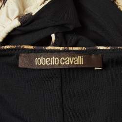 Pre Owned Roberto Cavalli Brown Leopard Print Jersey Cut Out Detail Maxi Dress M