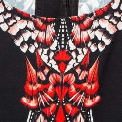 Pre Owned Roberto Cavalli Black/Red Printed Stretch Crepe Short Dress M