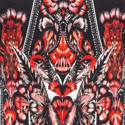 Pre Owned Roberto Cavalli Black/Red Printed Stretch Crepe Short Dress M