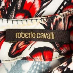 Pre Owned Roberto Cavalli Black/Red Printed Stretch Crepe Short Dress M