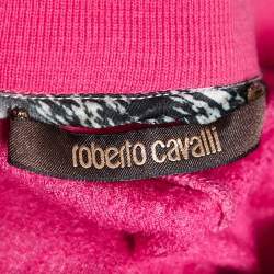 Pre Owned Roberto Cavalli Pink Embroidered Velvet Knit Pants S