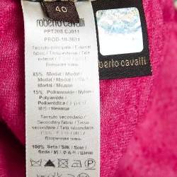 Pre Owned Roberto Cavalli Pink Embroidered Velvet Knit Pants S