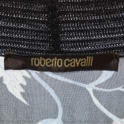 Pre Owned Roberto Cavalli Black Floral Print Jersey Kaftan Maxi Dress S