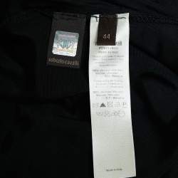 Pre Owned Roberto Cavalli Black Jersey Ruffle Detail Top M