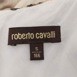 Pre Owned Roberto Cavalli Brown/Beige Leopard Print Silk Top S