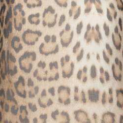 Pre Owned Roberto Cavalli Brown/Beige Leopard Print Silk Top S