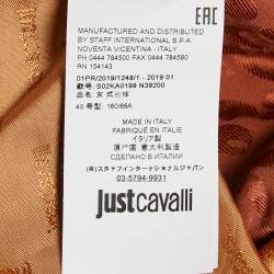 Pre Owned Roberto Cavalli Brown Jacquard Belted Wide-Leg Pants S