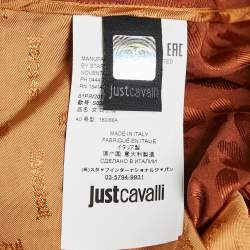 Pre Owned Roberto Cavalli Brown Jacquard Belted Wide-Leg Pants S