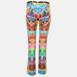 Pre Owned Roberto Cavalli Multicolor Printed Silk Trouser S