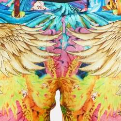 Pre Owned Roberto Cavalli Multicolor Printed Silk Trouser S