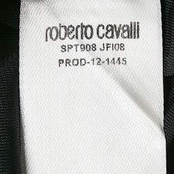 Pre Owned Roberto Cavalli Black Leopard Print V-Neck Midi Dress M