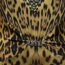 Pre Owned Roberto Cavalli Black Leopard Print V-Neck Midi Dress M