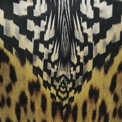 Pre Owned Roberto Cavalli Black Leopard Print V-Neck Midi Dress M