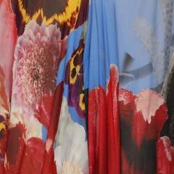 Pre Owned Roberto Cavalli Multicolor Floral Print Silk Kaftan Maxi Dress M