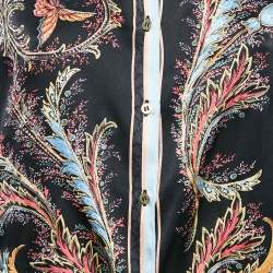 Pre Owned Roberto Cavalli Vintage Black Printed Silk Full Sleeve Shirt M