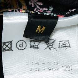 Pre Owned Roberto Cavalli Vintage Black Printed Silk Full Sleeve Shirt M