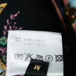 Pre Owned Roberto Cavalli Vintage Black Printed Silk Full Sleeve Shirt M