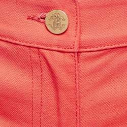 Pre Owned Roberto Cavalli Red Gabardine Cotton Contrast Trim Shorts S